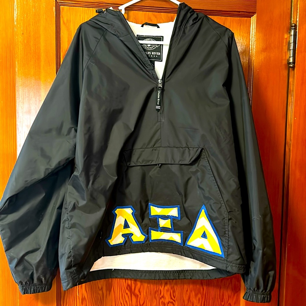 Charles River Rain Jacket w/ adjustable hood and cinch-able waist Alpha Xi Delta